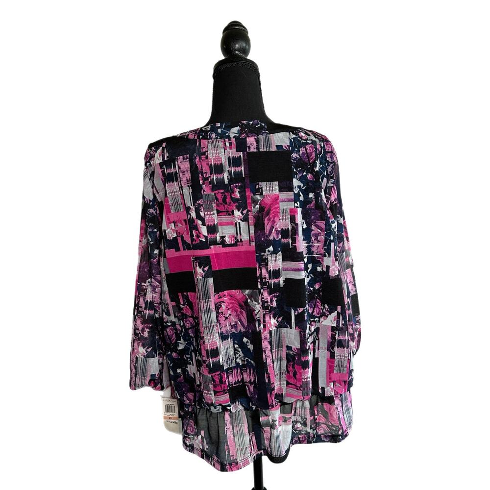 C22 Style & Co. Pink & Purple Patterned Blouse, 2x, NWT - Picture 2 of 7